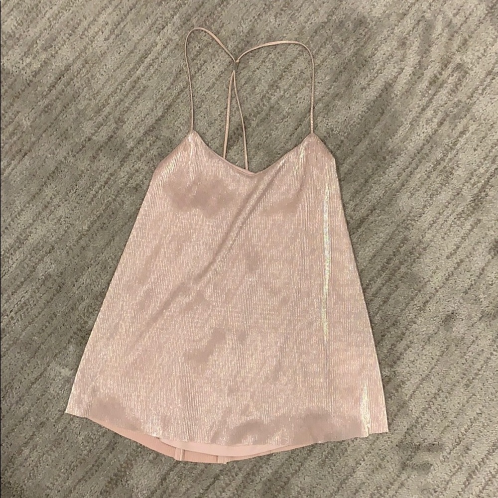 Express metallic pale pink racer back tank